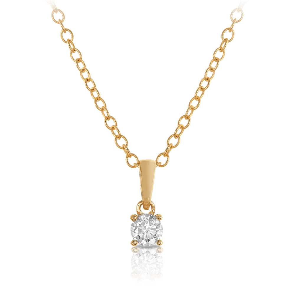 Diamond Solitaire Pendant in 9ct Yellow Gold - Wallace Bishop