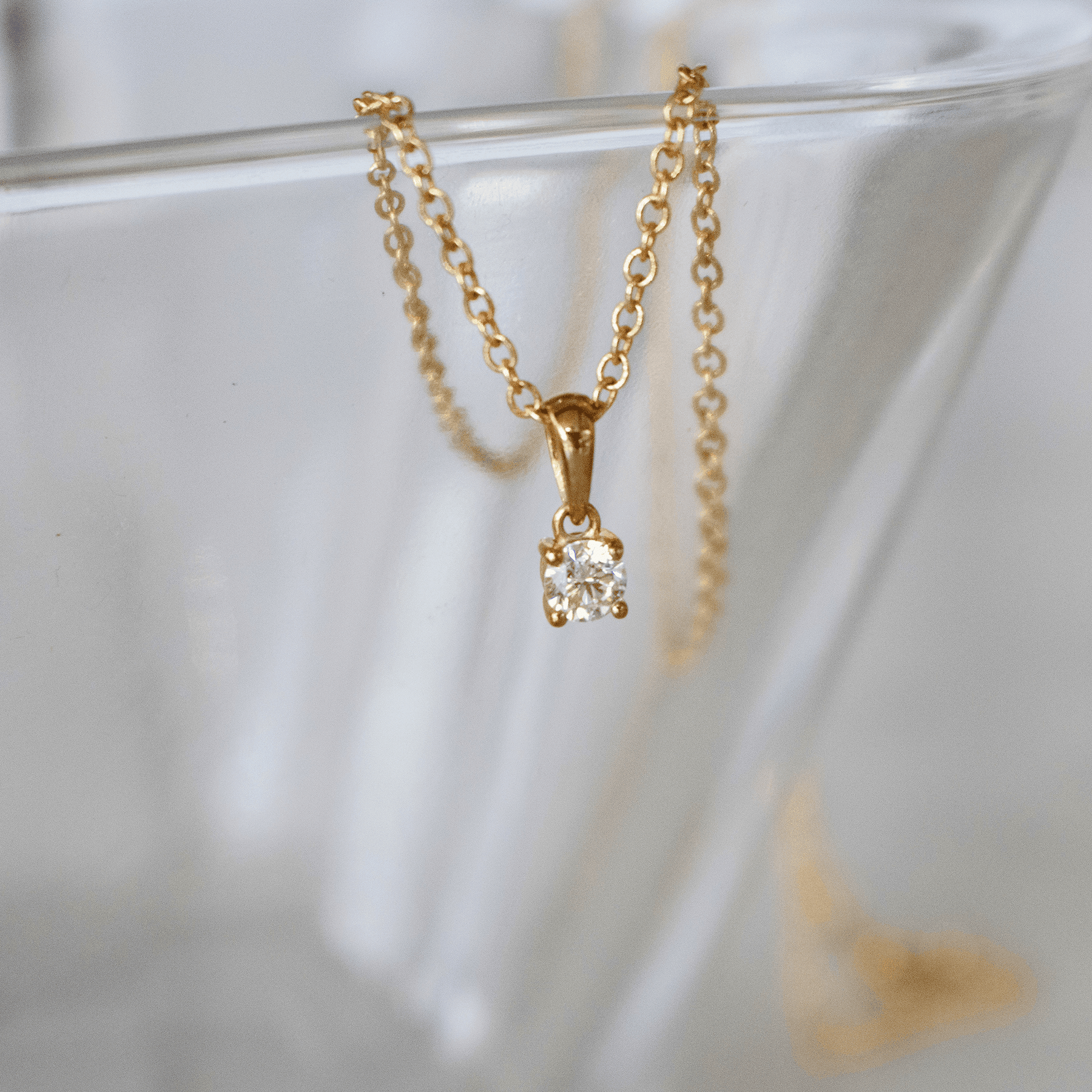 Diamond Solitaire Pendant in 9ct Yellow Gold - Wallace Bishop