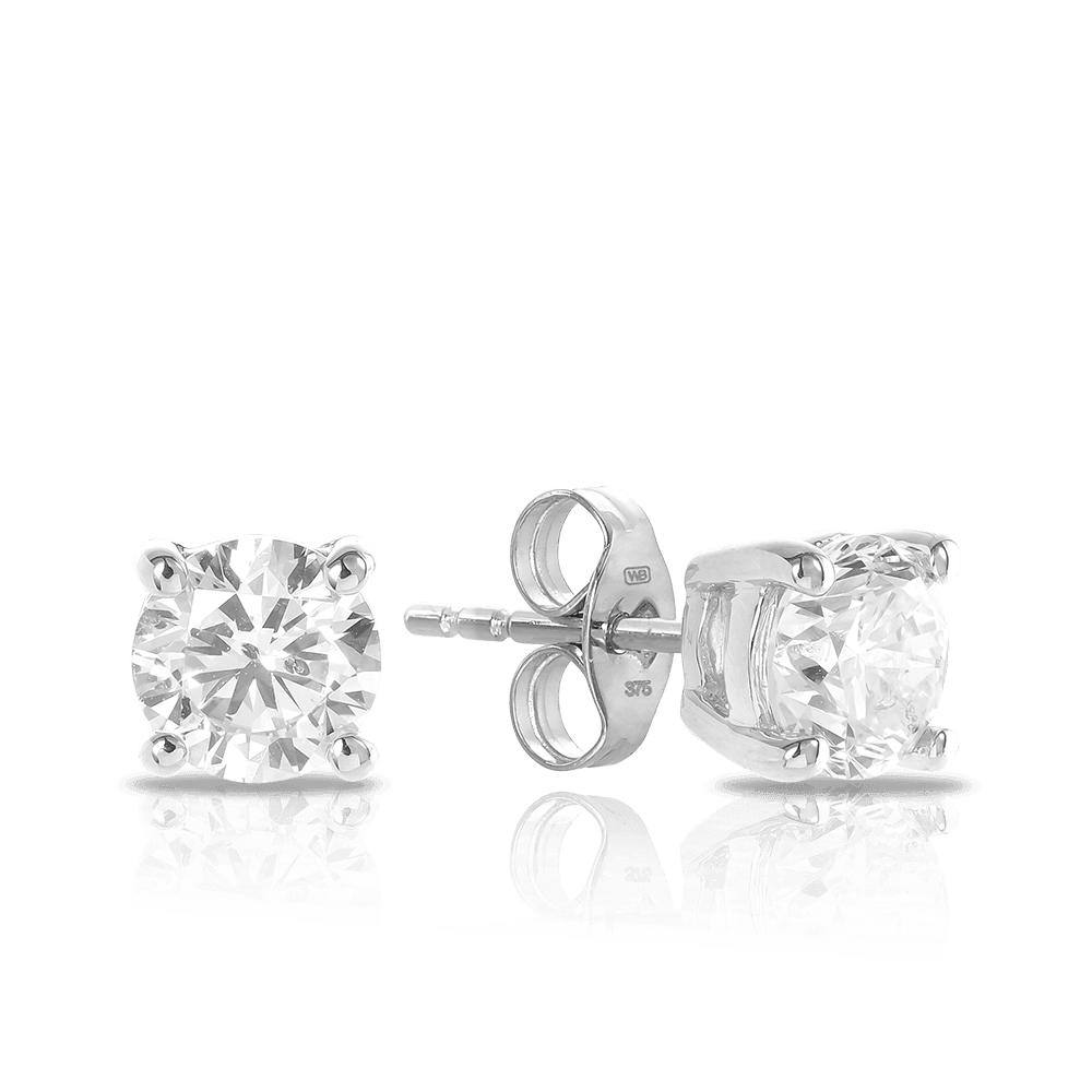 Diamond Stud Earrings in 9ct White Gold