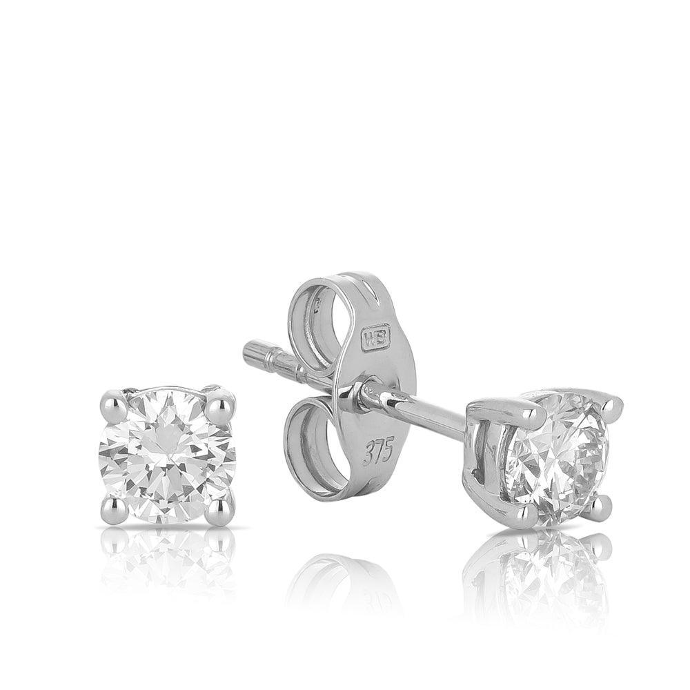Diamond Stud Earrings in 9ct White Gold - Wallace Bishop