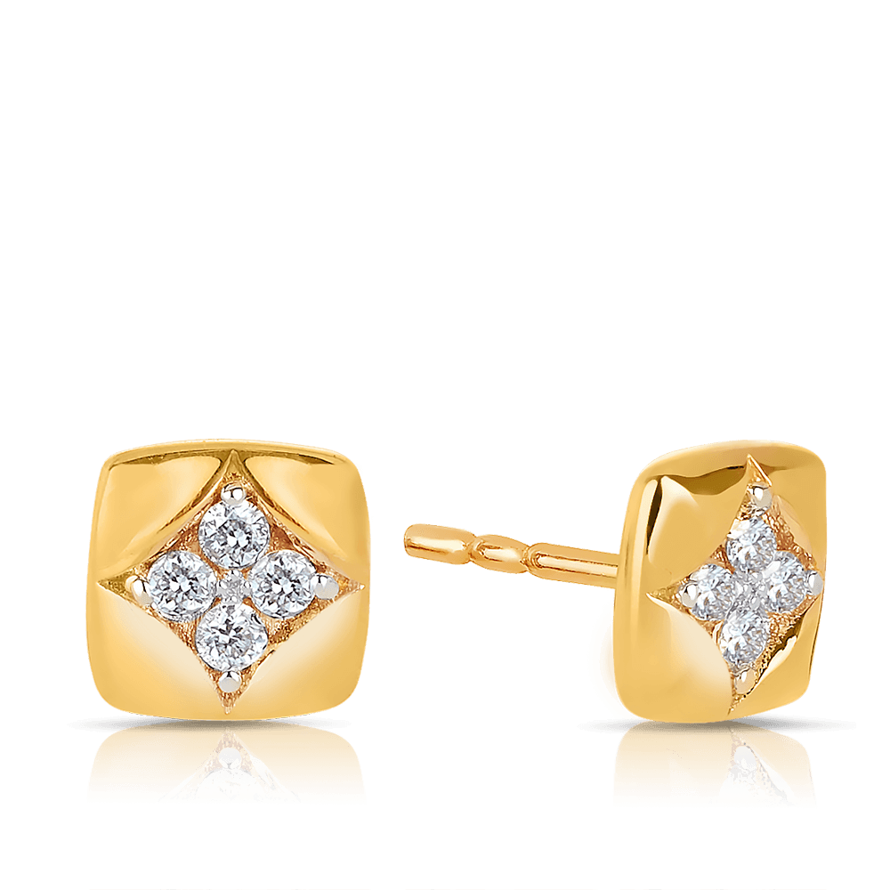 Diamond Stud Earrings in 9ct Yellow Gold TGW 0.06ct - Wallace Bishop