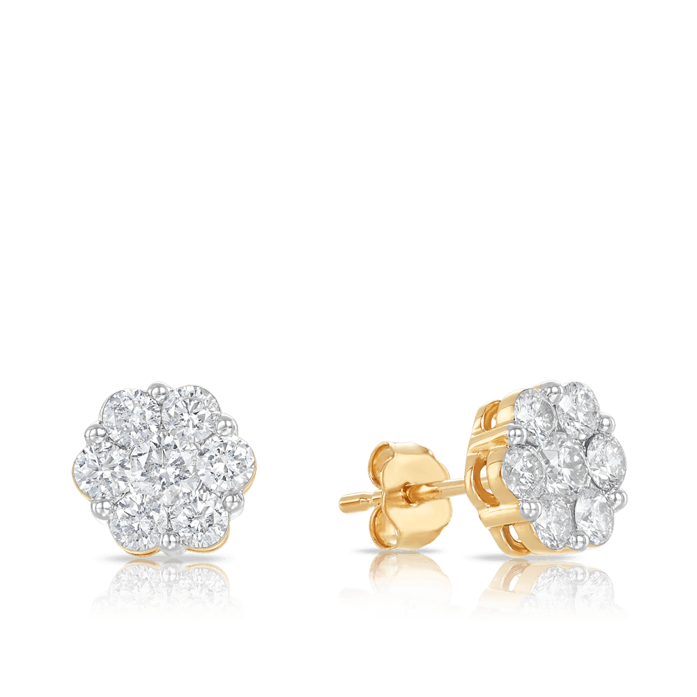 1.00ct Diamond Stud Earrings in 9ct Yellow Gold