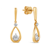 Diamond Tear Drop Earrings in 9ct Yellow & White Gold