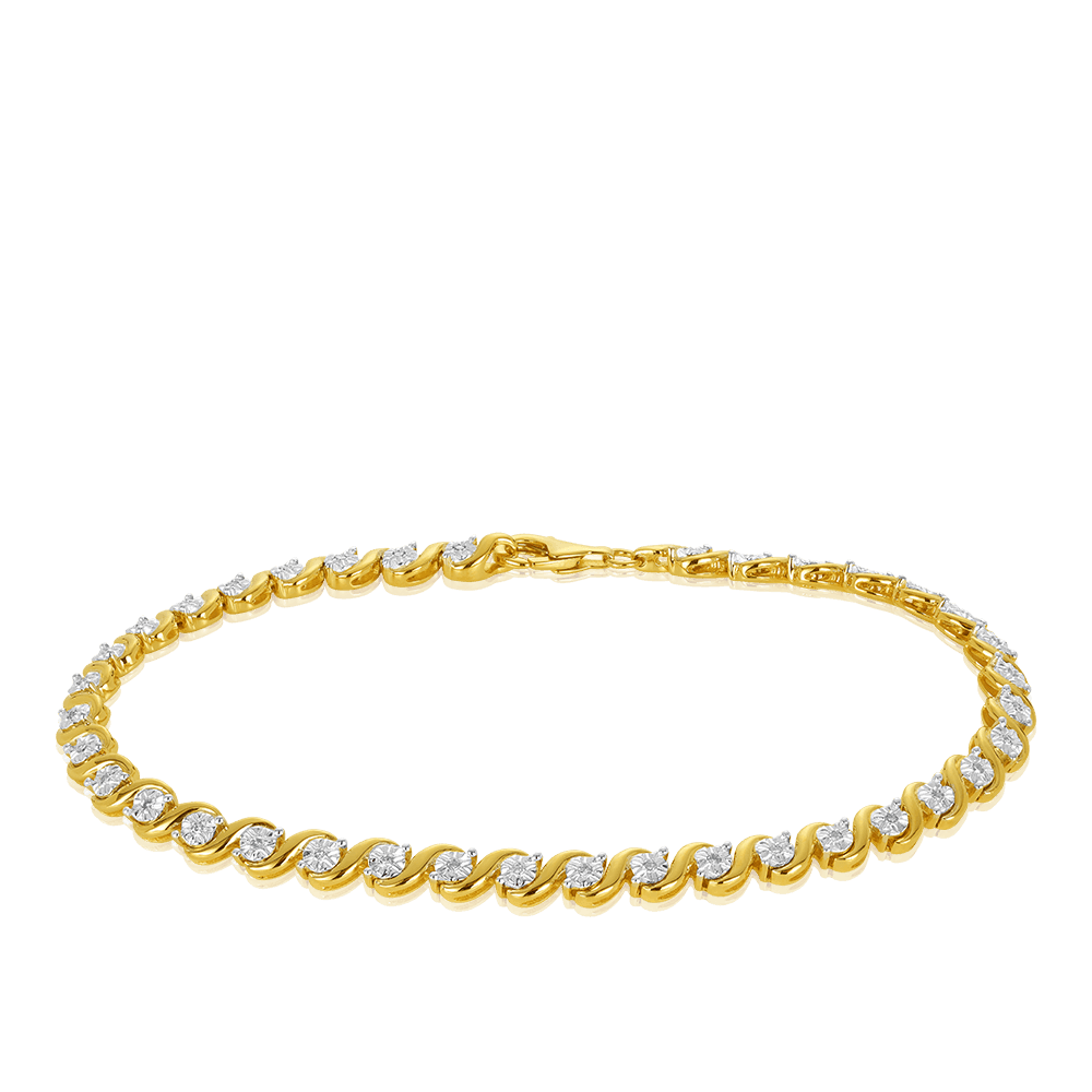 Diamond Tennis Bracelet in 9ct Yellow & White Gold - Wallace Bishop