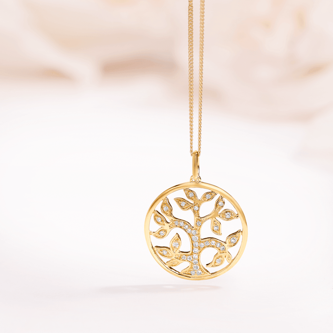Diamond Tree of Life Pendant in 9ct Yellow Gold