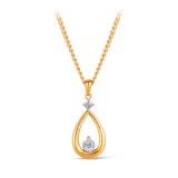 Drop Illusion & Claw Set Diamond Pear Pendant in 9ct Yellow and White Gold
