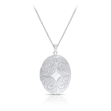 Embossed Oval Locket Pendant in Sterling Silver