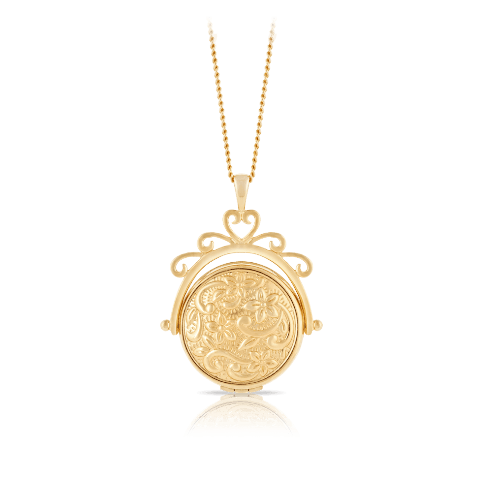 Embossed Spinner Locket in 9ct Yellow Gold