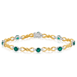 Created Emerald and Diamond Bracelet in 9ct Yellow and White Gold