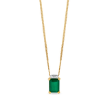 Emerald & Diamond Claw and Channel Set Pendant in 9ct Yellow Gold - Wallace Bishop
