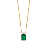 Emerald & Diamond Claw and Channel Set Pendant in 9ct Yellow Gold