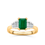 Emerald and Diamond Claw & Channel Set Ring in 9ct Yellow Gold