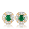 Emerald & Diamond Halo Stud Earrings in 9ct Yellow Gold - Wallace Bishop