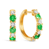 Emerald & Diamond Huggie Hoop Earrings in 9ct Yellow Gold