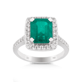 Emerald and Diamond Ring in 18ct White Gold - Wallace Bishop