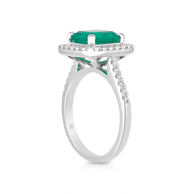 Emerald and Diamond Ring in 18ct White Gold - Wallace Bishop