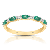Emerald & Diamond Ring in 9ct Yellow Gold