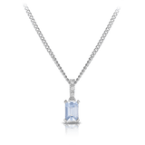 Emerald Cut Aquamarine Pendant in 9ct White Gold