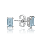 Emerald Cut Aquamarine Stud Earrings