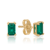 Emerald Cut Created Emerald Studs in 9ct Yellow Gold - Wallace Bishop