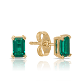 Emerald Cut Created Emerald Studs in 9ct Yellow Gold - Wallace Bishop