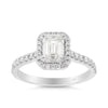1.30ct TW Emerald Cut Diamond Halo Engagement Ring in 18ct White Gold