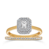 Emerald Cut Double Halo Diamond Engagement Bridal Set in 9ct Yellow & White Gold TDW 0.50ct - Wallace Bishop