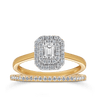 0.50ct TW Diamond Double Halo Engagement & Bridal Set in 9ct Yellow & White Gold