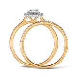 Emerald Cut Double Halo Diamond Engagement Bridal Set in 9ct Yellow & White Gold TDW 0.50ct - Wallace Bishop