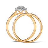 0.50ct TW Diamond Double Halo Engagement & Bridal Set in 9ct Yellow & White Gold