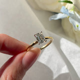 Everlasting 1.25ct TW Emerald Cut Lab-Grown Diamond Solitaire Engagement Ring in 18ct Yellow and White Gold