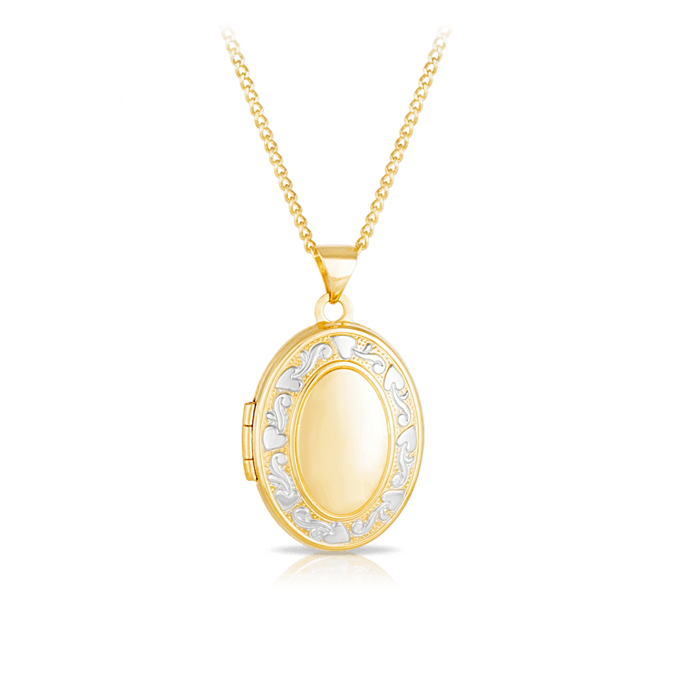 Engraved Oval Locket in 9ct Yellow Gold