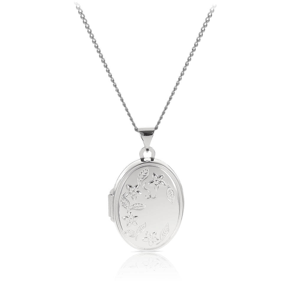Engraved Oval Locket in Sterling Silver