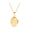 Engraved Oval Locket Pendant in 9ct Yellow Gold