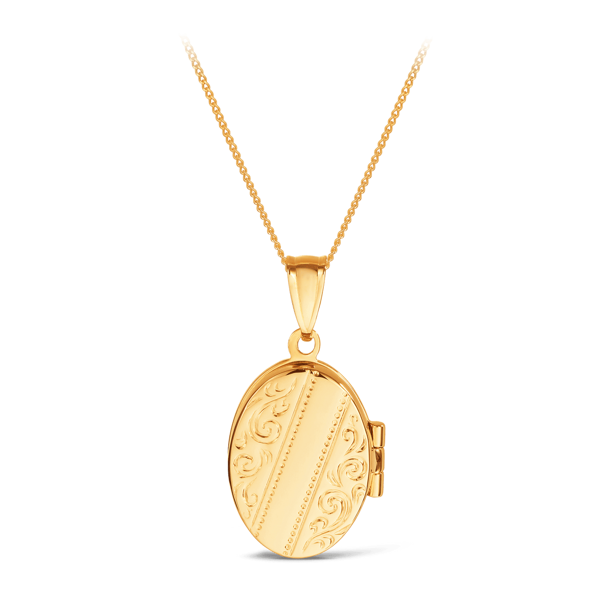 Engraved Oval Locket Pendant in 9ct Yellow Gold - Wallace Bishop