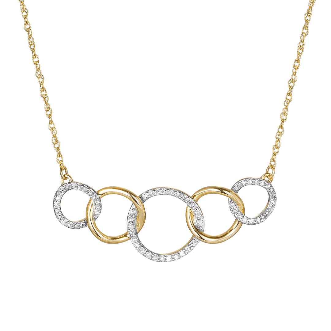 Eternal Circle Diamond Necklace Set 9ct Yellow Gold