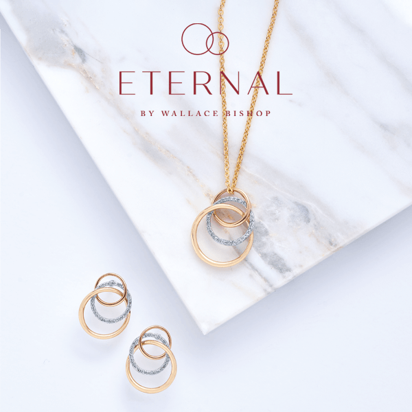 Eternal® Three Tone Diamond Earrings in 9ct Rose, White and Yellow Gold