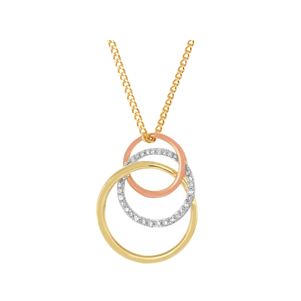 Eternal® Three Tone Diamond Pendant in 9ct Rose, White and Yellow Gold - Wallace Bishop