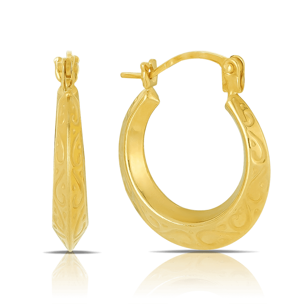 Fancy Hoop Earrings in 9ct Yellow Gold - Wallace Bishop