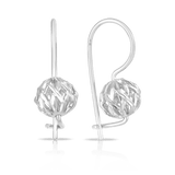 Filigree Diamond Cut Euro Ball Earrings in Sterling Silver