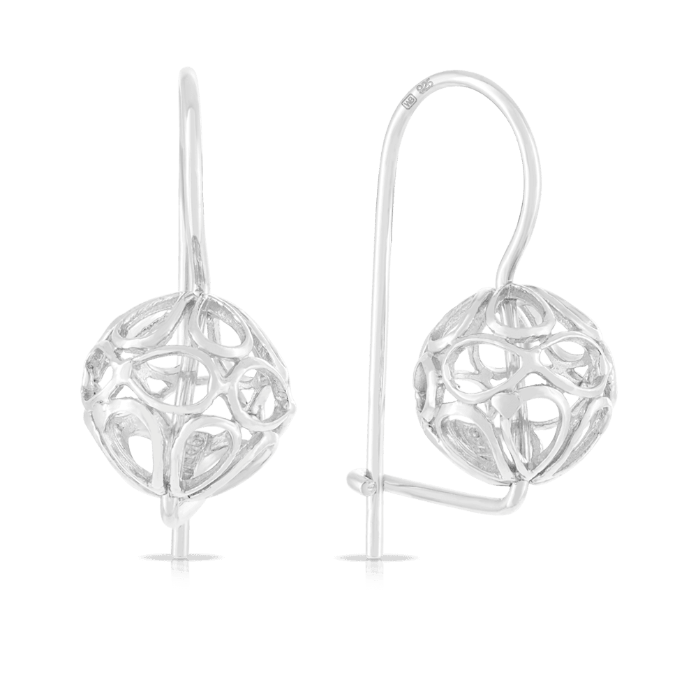 Filigree Euro Ball Earrings in Sterling Silver