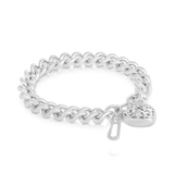 Filigree Heart Padlock Bracelet in Sterling Silver