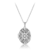 Filigree Oval Locket Pendant in Sterling Silver
