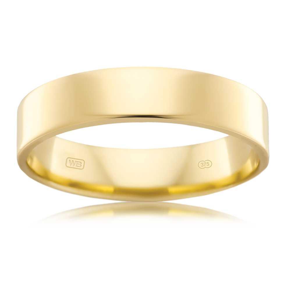 Flat Round Wedder Ring in 9ct Yellow Gold