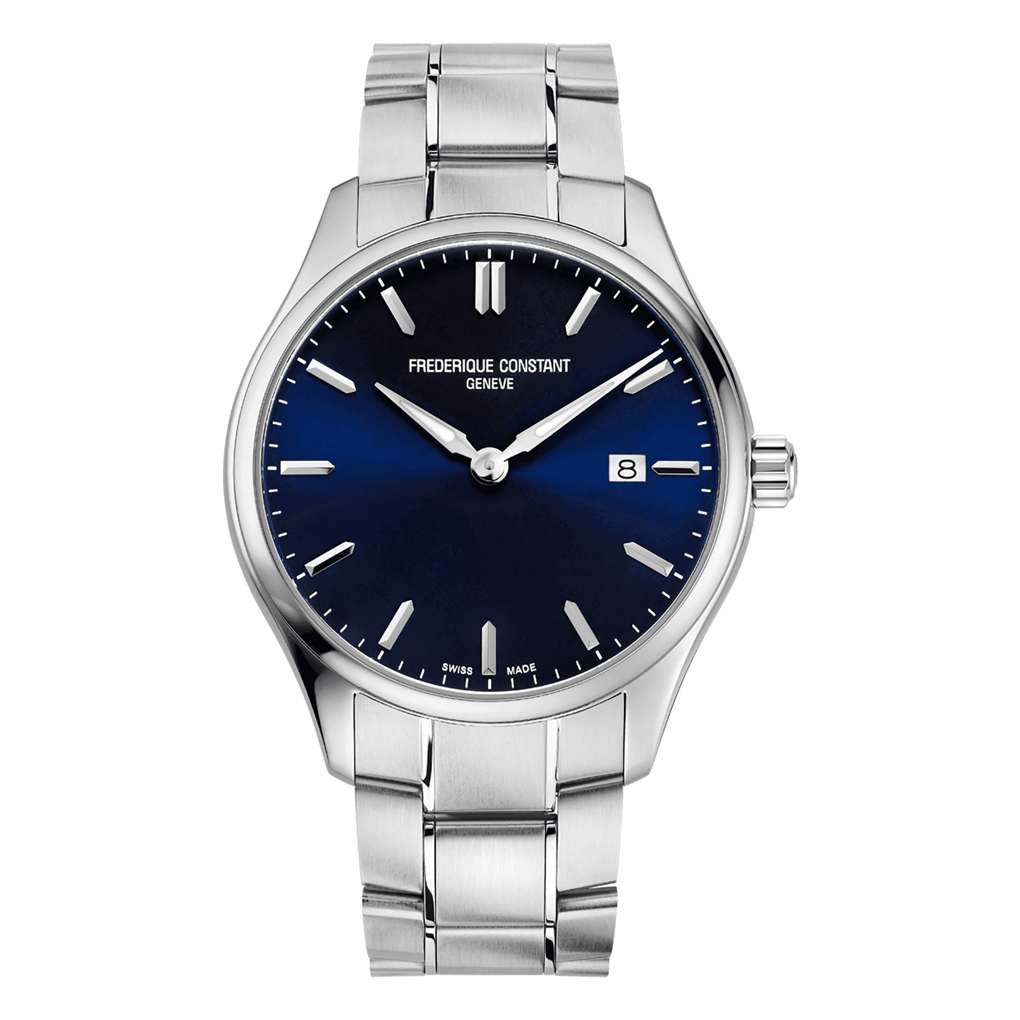 Frederique Constant Men's Classic Stainless Steel Quartz Dress Watch Blue Dial FC-220NS5B6B - Wallace Bishop