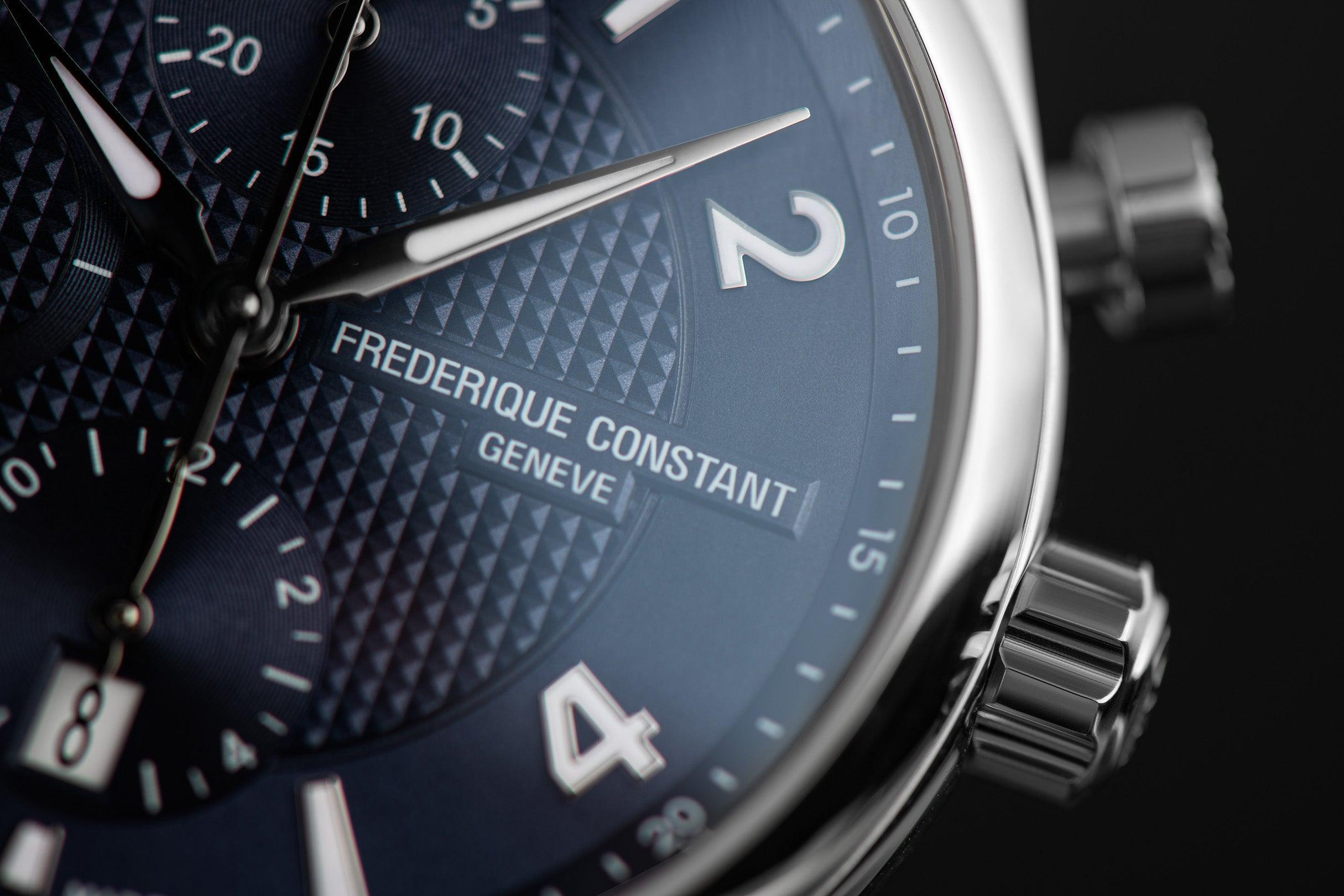 Frederique Constant Men's Stainless Steel Automatic Chronograph Sport Watch Blue Dial - Wallace Bishop