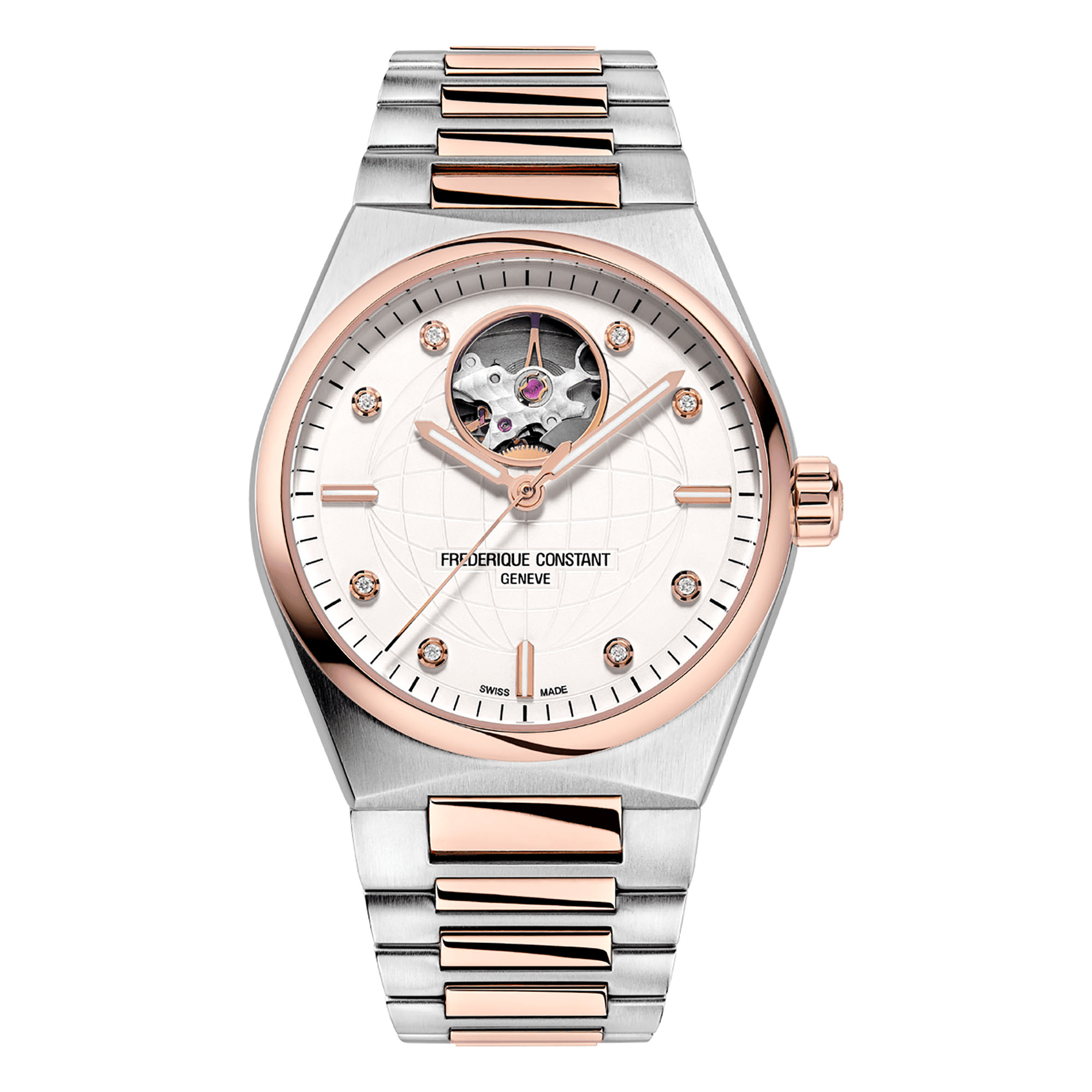 Frederique Constant Women's Automatic Sport Watch Silver Diamond Dial