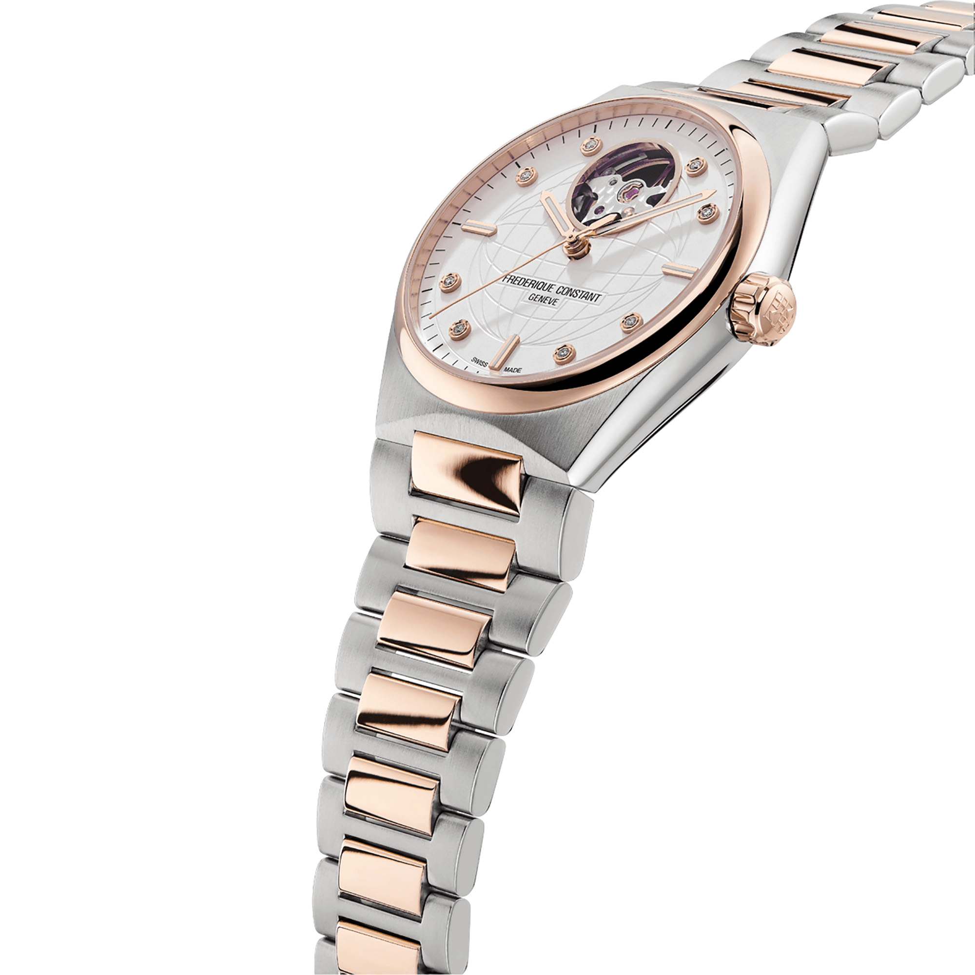 Frederique Constant Women's Automatic Sport Watch Silver Diamond Dial