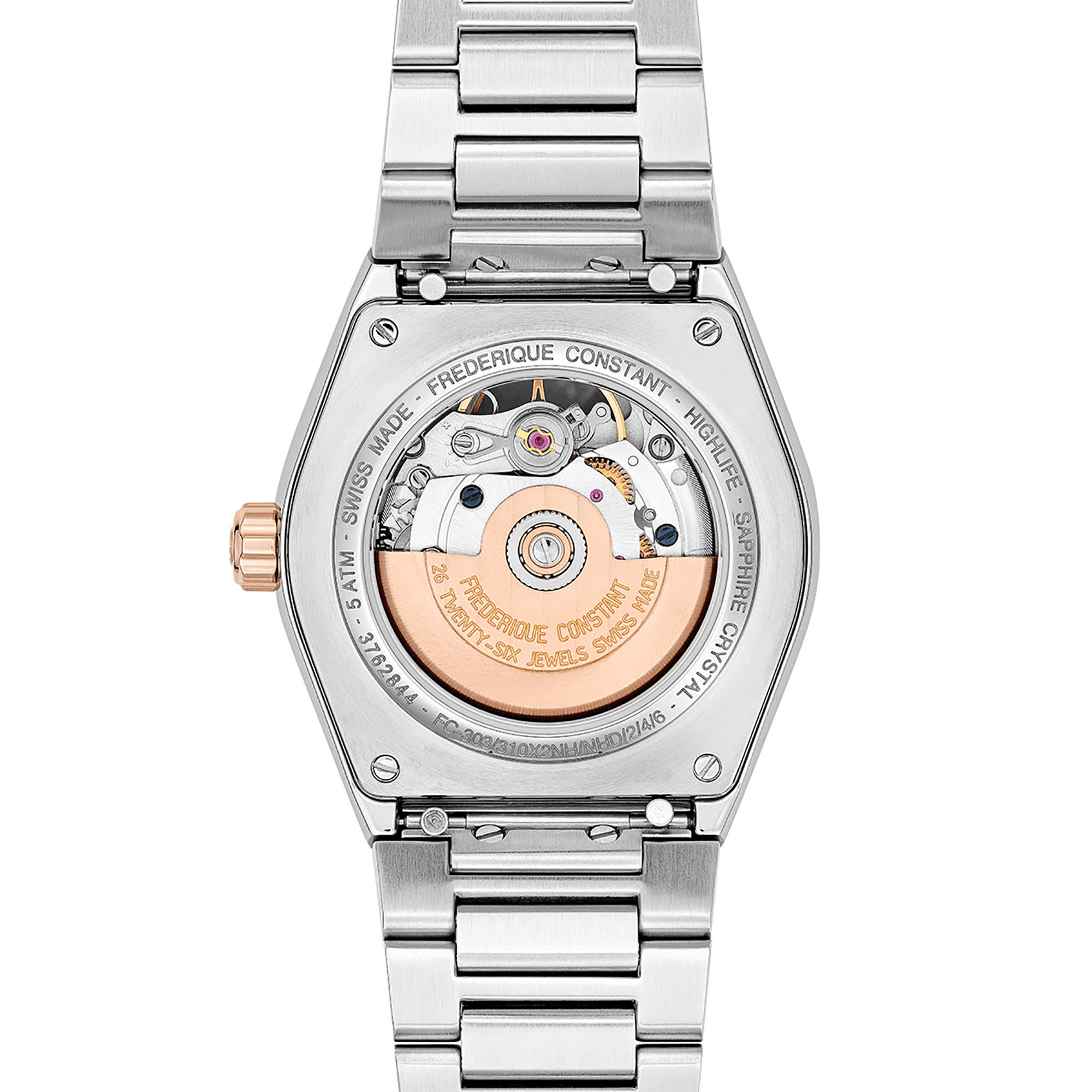 Frederique Constant Women's Automatic Sport Watch Silver Diamond Dial