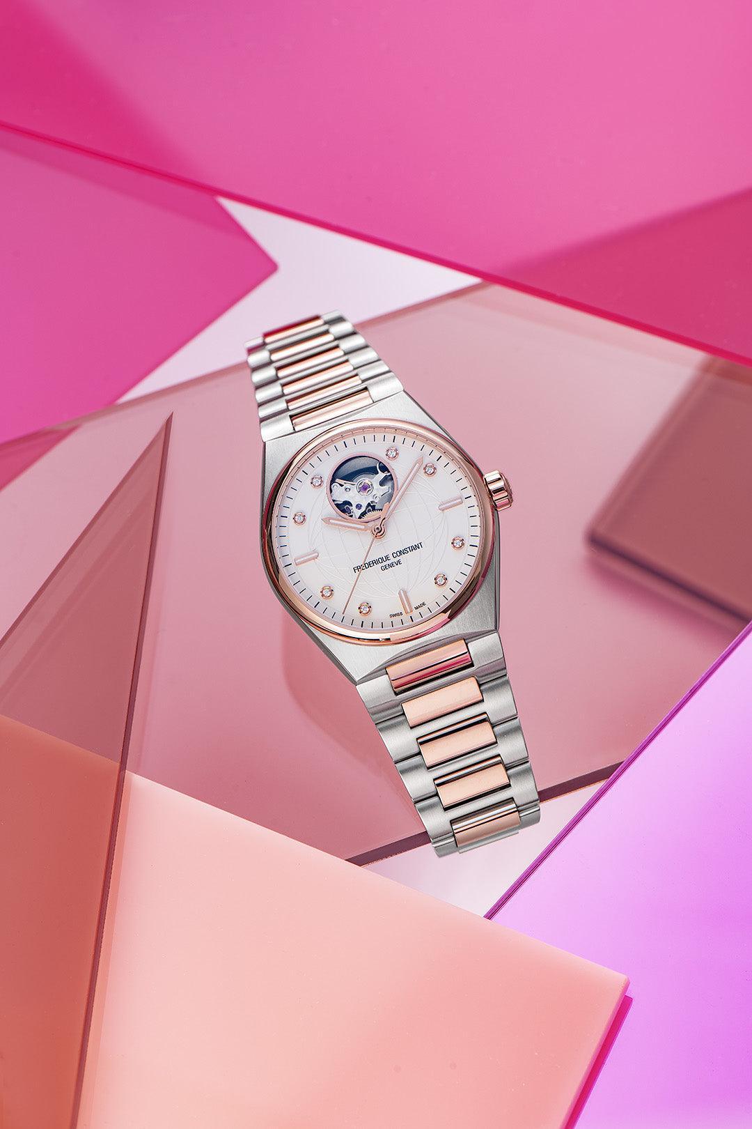 Frederique Constant Women's Automatic Sport Watch Silver Diamond Dial
